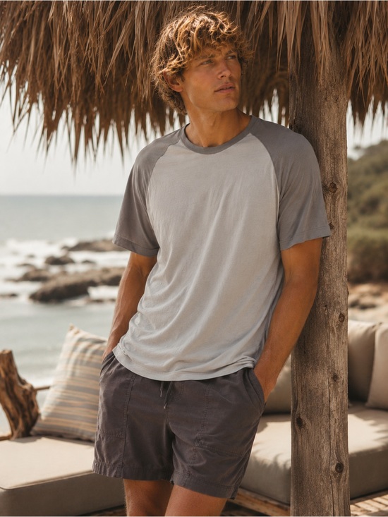 lululemon athletica Other - Men's Short-Sleeve TwoTone Raglan Crewneck Light Gray/Beige Size Large Lululemon